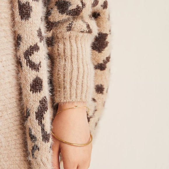 Akemi and Kin Women's One Size Cheetah Print Eyelash Open Cardigan - Picture 4 of 7